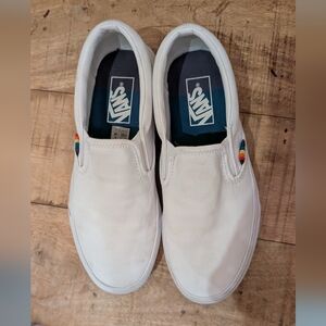 Vans Slip On White Rainbow Sole Pride Shoes 8 Women's